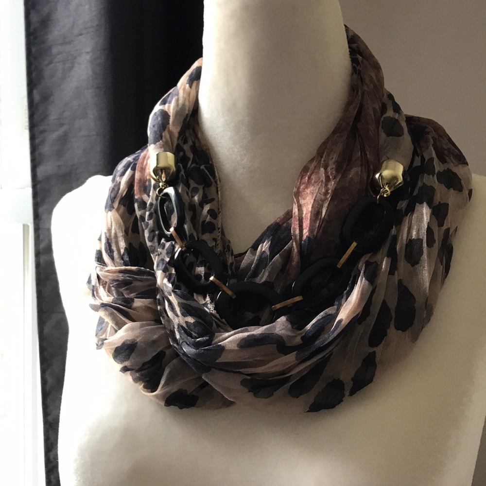 Infinity scarf with an attached necklace!